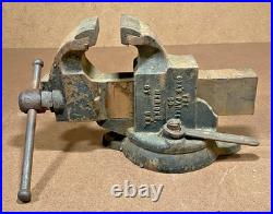 Chas. Parker, Meriden, CT Bench Vise. Swivel Base, 3 1.2 Jaws