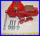 Columbian Nice Bench Vise D43-1/2 Swivel Base 3-1/2 Jaws, Anvil, M5, Red, USA