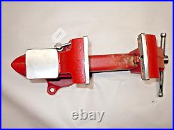Columbian Nice Bench Vise D43-1/2 Swivel Base 3-1/2 Jaws, Anvil, M5, Red, USA