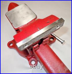 Columbian Nice Bench Vise D43-1/2 Swivel Base 3-1/2 Jaws, Anvil, M5, Red, USA