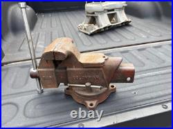 Columbian Vintage Bench Vise D45 Swivel Base 5 Jaws, Anvil, Red, USA