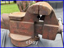 Columbian Vintage Bench Vise D45 Swivel Base 5 Jaws, Anvil, Red, USA