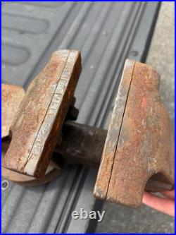Columbian Vintage Bench Vise D45 Swivel Base 5 Jaws, Anvil, Red, USA
