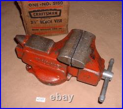 Craftsman 5180 Swivel Base Bench Vise 3-5/8 Jaw Width Opens 4 (Made in USA)