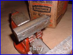 Craftsman 5180 Swivel Base Bench Vise 3-5/8 Jaw Width Opens 4 (Made in USA)