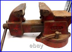 Eron Bench Vise 4 Jaws and Swivel Base #33 Red In Working Order Made In Japan