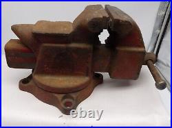 Eron Bench Vise 4 Jaws and Swivel Base #33 Red In Working Order Made In Japan