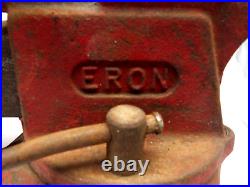 Eron Bench Vise 4 Jaws and Swivel Base #33 Red In Working Order Made In Japan