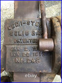 Fine Antique C. PARKER NO 249 BENCH VISE 4 Jaw swivel Base Semi-Steel Solid bar
