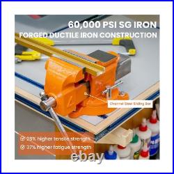 Forward Bench Vise 6 Inch Ductile Iron Bench Vice with 360 Degree Swivel Base