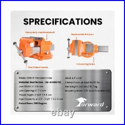 Forward Bench Vise 6 Inch Ductile Iron Bench Vice with 360 Degree Swivel Base