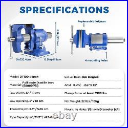 Forward HY-DT100-4IN Heavy Duty Bench Vise 360-Degree Swivel Base and Head wi