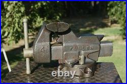 Fuller 4'' Jaw Bench Vise With Swivel Base And Pipe Grips, 25 Lbs Vice. Nice