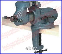 Heavy Duty 4 CLAMP ON VISE BENCH TOP TABLE SWIVEL SPINNING BASE VICE