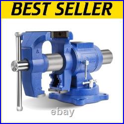 Heavy Duty 5 Bench Vise Swivel Base, Anvil Included