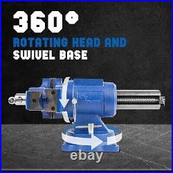 Heavy-Duty 5-Inch Bench Vise 360-Degree Swivel Base and Head with Anvil