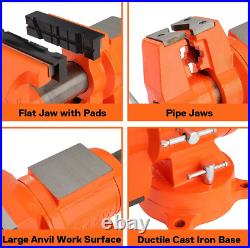 Heavy-Duty 5-Inch Bench Vise with 360-Degree Swivel Base and Anvil