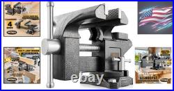 Heavy Duty 6 Cast Iron Bench Vise with 270-Degree Swivel Base for Woodworking