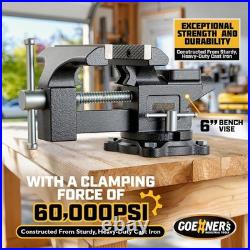 Heavy Duty 6 Cast Iron Bench Vise with 270-Degree Swivel Base for Woodworking Heavy Duty 6 Cast Iron Bench Vise with 270-Degree Swivel Base for Woodworking