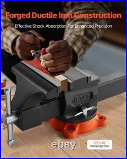 Heavy Duty 8 Bench Vise Ductile Iron Swivel Base 360° Rotation Locking Jaw