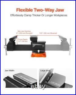 Heavy Duty 8 Bench Vise Ductile Iron Swivel Base 360° Rotation Locking Jaw