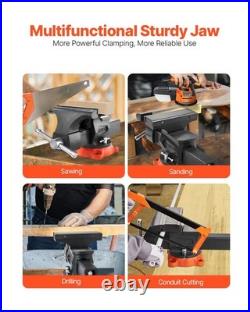 Heavy Duty 8 Bench Vise Ductile Iron Swivel Base 360° Rotation Locking Jaw