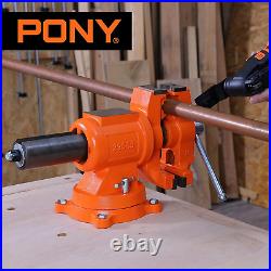 Heavy Duty Bench Vise 5-Inch Jaw Width 5-Inch Jaw Opening 360-Degree Swivel Base