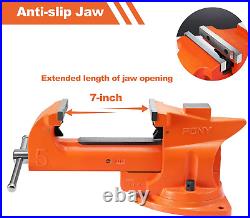 Heavy Duty Bench Vise, 5-Inch Jaw Width 7-Inch Jaw Opening, 360-Degree Swivel Ba