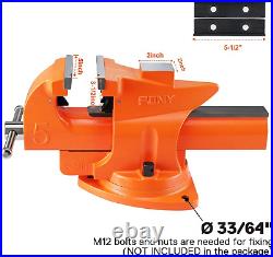 Heavy Duty Bench Vise, 5-Inch Jaw Width 7-Inch Jaw Opening, 360-Degree Swivel Ba