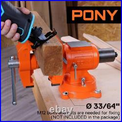 Heavy Duty Bench Vise, 5-inch Jaw Width and Opening, 360-Degree Swivel Base