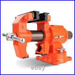 Heavy Duty Bench Vise, 5-inch Jaw Width and Opening, 360-Degree Swivel Base W