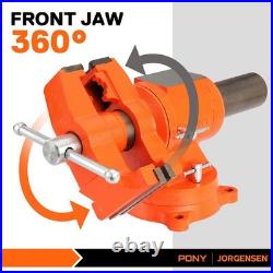 Heavy Duty Bench Vise, 5-inch Jaw Width and Opening, 360-Degree Swivel Base W