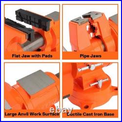 Heavy Duty Bench Vise, 5-inch Jaw Width and Opening, 360-Degree Swivel Base W