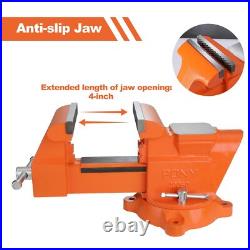 Heavy Duty Bench Vise 5inch Jaw Width 4inch Jaw Opening Swivel Base With Anvil U