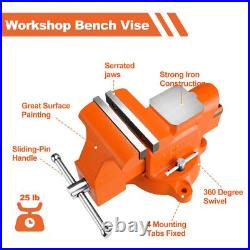 Heavy Duty Bench Vise 5inch Jaw Width 4inch Jaw Opening Swivel Base With Anvil U