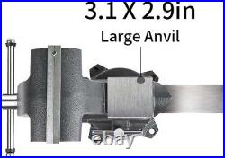 Heavy Duty Clamping Bench Vise Swivel Base with Anvil for Garage Mechanic Shop