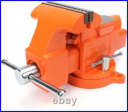 Heavy Duty Workshop Bench Vise with Swivel Base with Lock Nut 5 Inches Orange