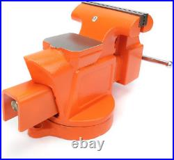 Heavy Duty Workshop Bench Vise with Swivel Base with Lock Nut 5 Inches Orange