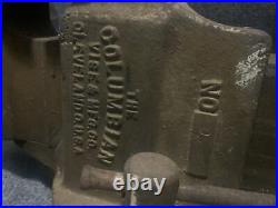 Huge Vintage Columbian No. 605 Blacksmith Bench Vise with Swivel Base 5 Jaws USA