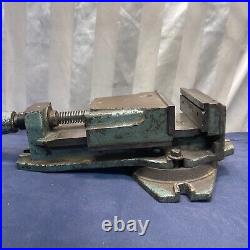 Industrial Grade Vintage 5 Machinist Bench Vise Swivel Base 3.5 Throat 36 Lbs