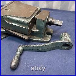 Industrial Grade Vintage 5 Machinist Bench Vise Swivel Base 3.5 Throat 36 Lbs