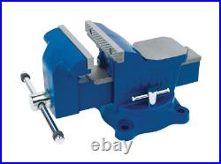 Irwin 5 In. Steel Workshop Bench Vise Blue Swivel Base