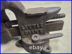 Little Giant 25 Bench Vise 3 1/2 In Jaws 16 Lbs With Anvil Swivel Base Vintage