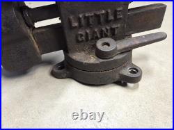 Little Giant 25 Bench Vise 3 1/2 In Jaws 16 Lbs With Anvil Swivel Base Vintage