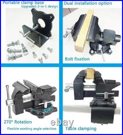 Multi-Purpose Table Vice, 270° Rotate Clamp-On Vise