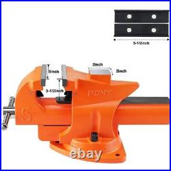 PONY 5-inch Heavy-Duty Bench Vise Utility Combination Pipe Vise 360° Swivel Base