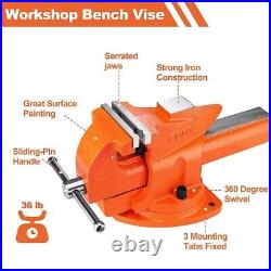 PONY 5-inch Heavy-Duty Bench Vise Utility Combination Pipe Vise 360° Swivel Base