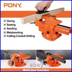 PONY 5-inch Heavy-Duty Bench Vise Utility Combination Pipe Vise 360° Swivel Base