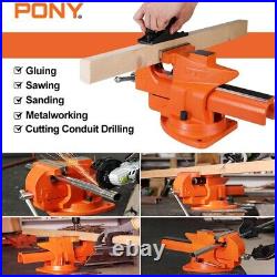 PONY 5-inch Heavy-Duty Bench Vise Utility Combination Pipe Vise 360° Swivel Base