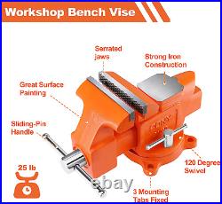 PONY Bench Vise, 5 Heavy-Duty Utility Combination Pipe Home Vise, Swivel Base B